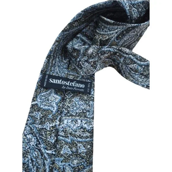 SANTOSTEFANO BY ITALO FERRETTI Green Paisley Silk Tie ITALY 58”/ 3.1” EX COND